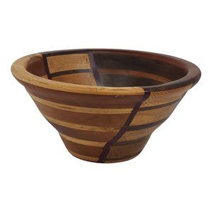 Purple Heart, Poplar, Ash, Maple Wood Bowl Turned 8.75" Modern Rustic Made in US